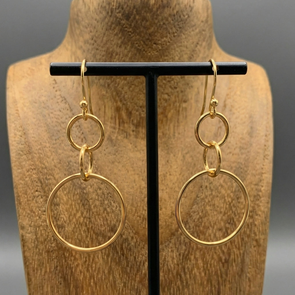 Statement circle dangle earrings in 925 sterling silver, handcrafted artisan Turkish jewelry gift symbolizing unity by Sultan

