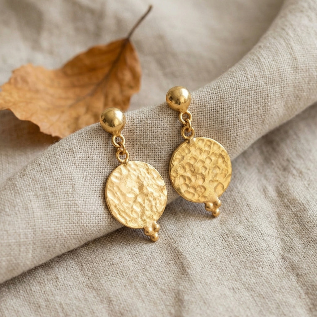 Statement hammered earrings in 925 sterling silver, handcrafted artisan Turkish jewelry gift symbolizing ancient wisdom by Sultan