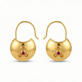 Handcrafted pink topaz bag dangle earrings in 925 sterling silver with gold plating, designed by Sultan in Bodrum, Turkey
