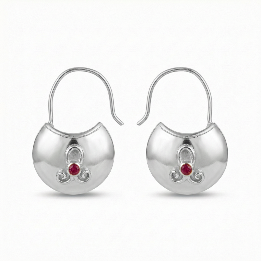 Ancient bag-shaped earrings featuring natural pink topaz gemstones, symbol of love and inner peace, artisan Turkish jewelry