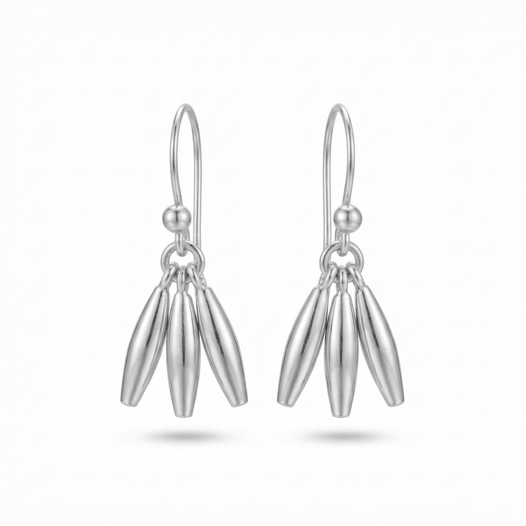Sleek linear drop earrings in polished 925 silver with gold accents, symbol of modern elegance, artisan Turkish jewelry
