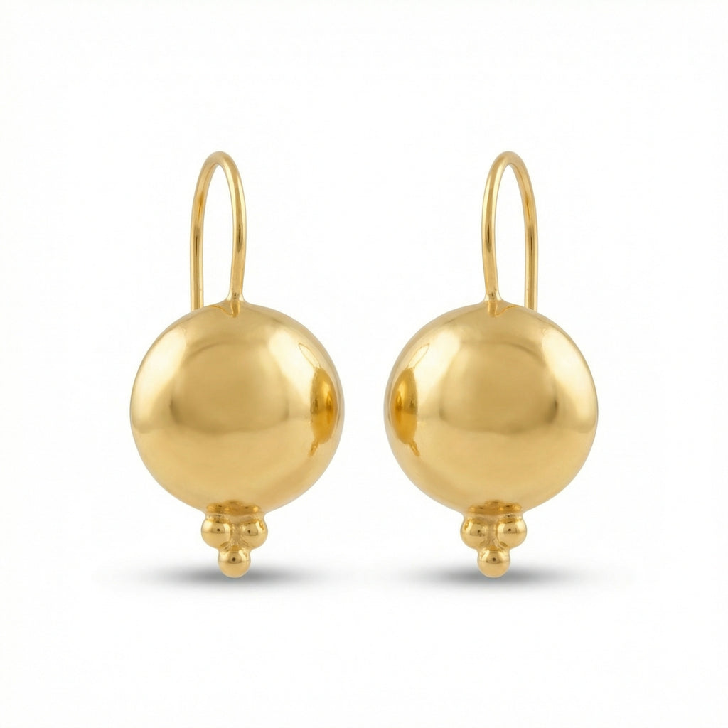 Handcrafted round eternity earrings in 925 sterling silver with gold plating, designed by Sultan in Bodrum, Turkey