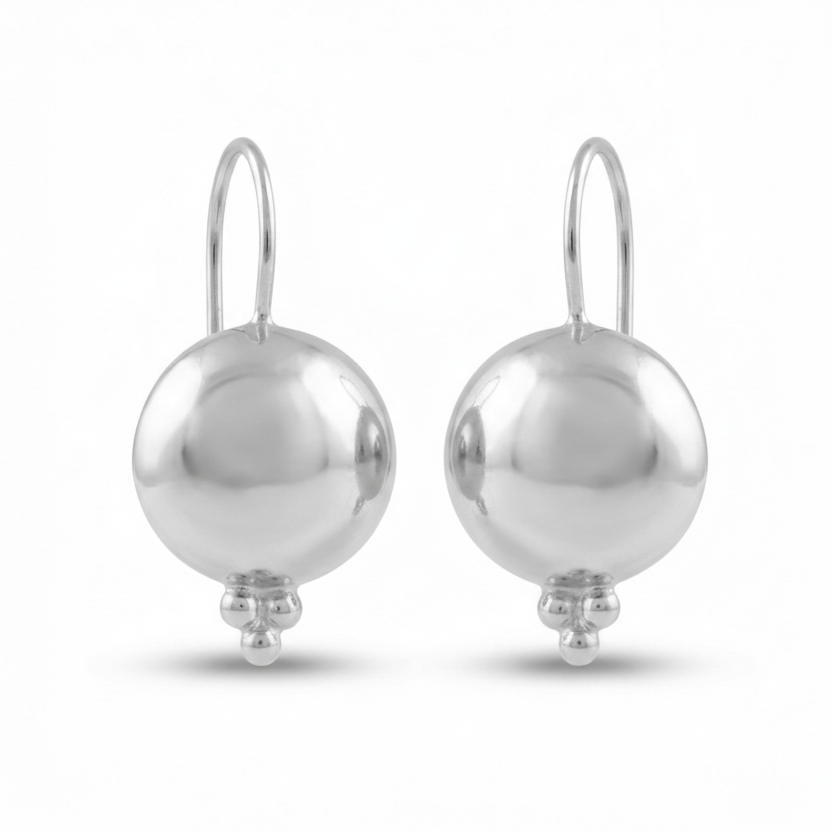 Round eternity earrings displayed on model, showcasing Turkish artisan craftsmanship and bohemian elegance
