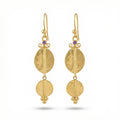 Handmade gold amethyst earrings with ancient Troy design, 925 sterling silver, crafted by designer Sultan in Bodrum atelier
