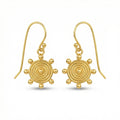 Artisan gold sun earrings, ancient Roman design, handcrafted in Bodrum workshop, timeless Turkish jewelry gift
