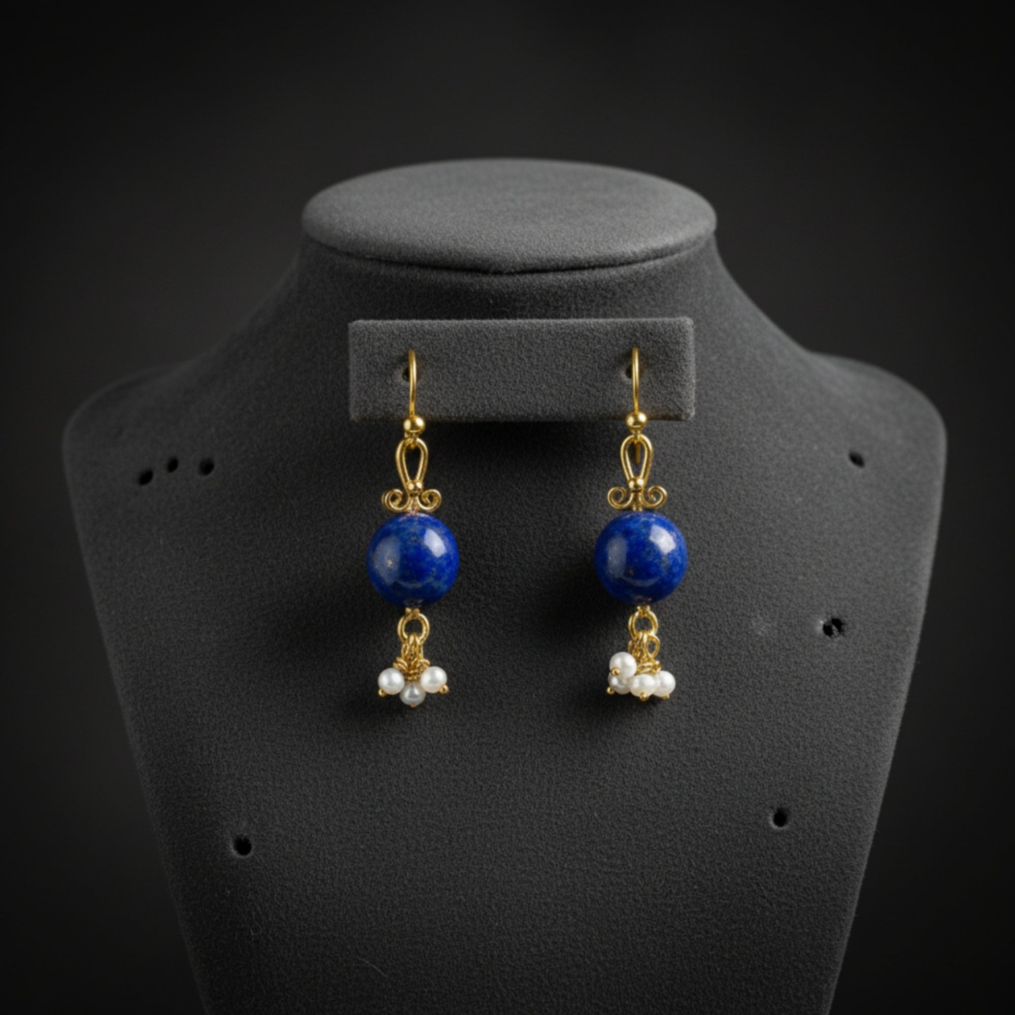 Turkish handmade lapis lazuli pearl earrings perfect gift for her symbol of wisdom and elegance
