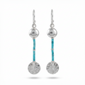 Troy heritage turquoise gemstone earrings, 925 silver handmade Turkish jewelry, ancient inspired design by Sultan Bodrum