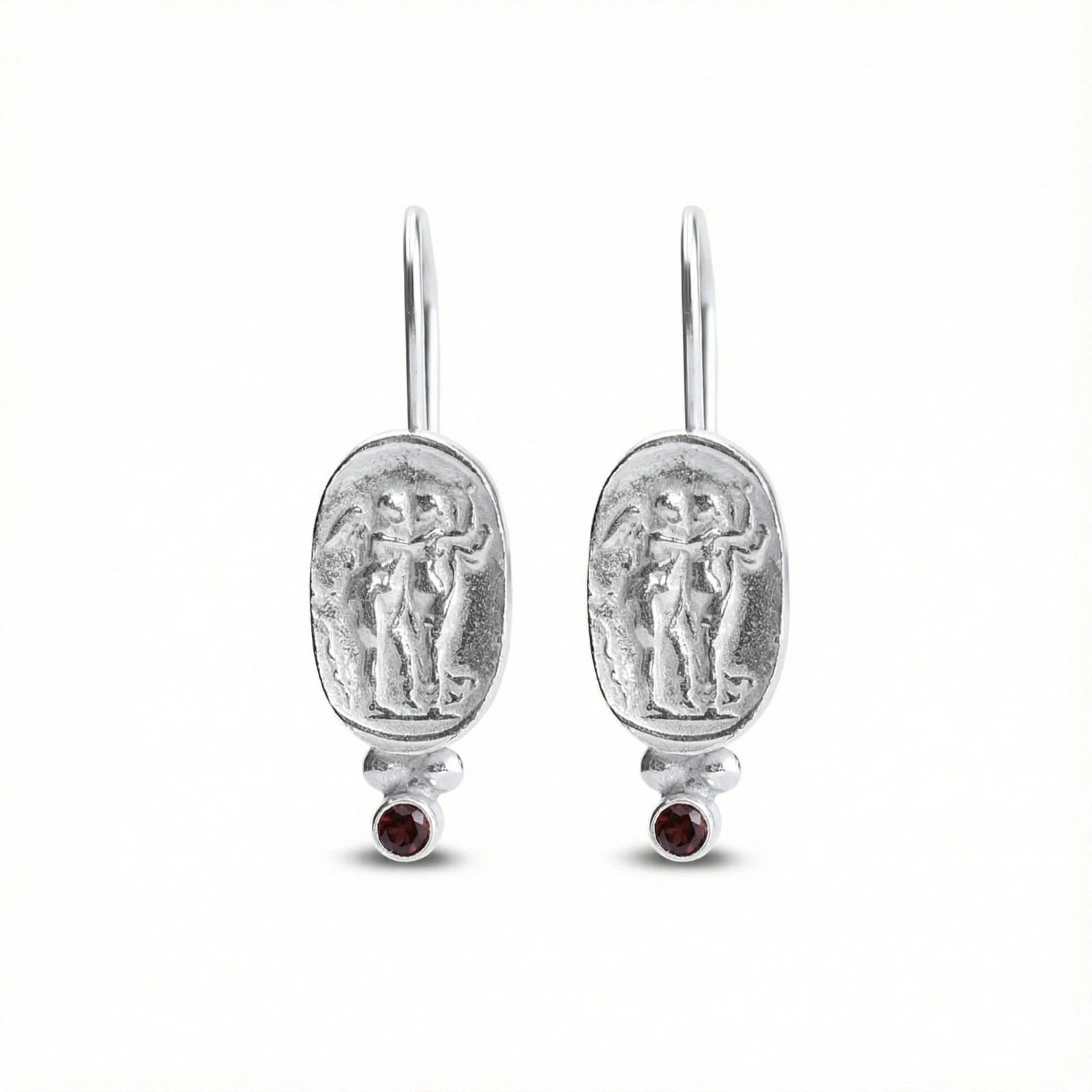 Handmade Roman coin earrings in 925 sterling silver, ancient Turkish jewelry by Sultan Yılmaz, Bodrum atelier
