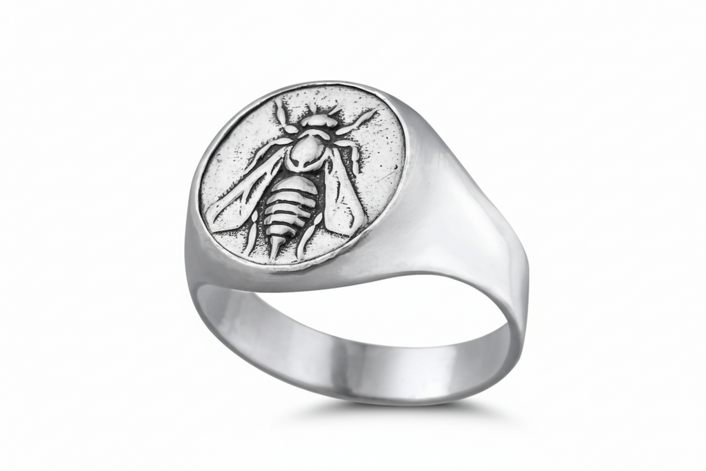 US Duties Incl: Ancient Bee Signet Ring, Symbol of Diligence, Perfect Gift for Him