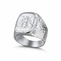 Handmade silver bee signet ring by Sultan, 925 sterling silver with ancient Roman inspired design, symbol of diligence and hard work

