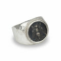 Handmade oxidized bee signet ring by Sultan, 925 sterling silver with ancient Roman inspired design, symbol of diligence and community
