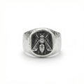 "Oxidized bee signet ring handcrafted by Sultan Yılmaz in Bodrum - 925 sterling silver Turkish men's jewelry