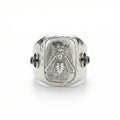 Hammered bee coin ring in 925 sterling silver with ancient Roman design, handcrafted artisan jewelry by Sultan Bodrum

