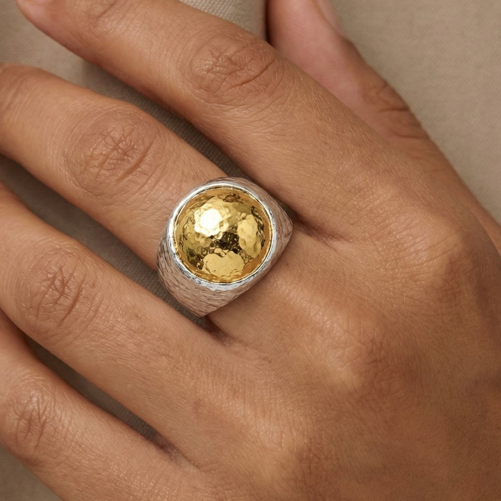 Authentic Turkish dome ring with ancient Roman inspired design - handmade by artisan Sultan in Bodrum