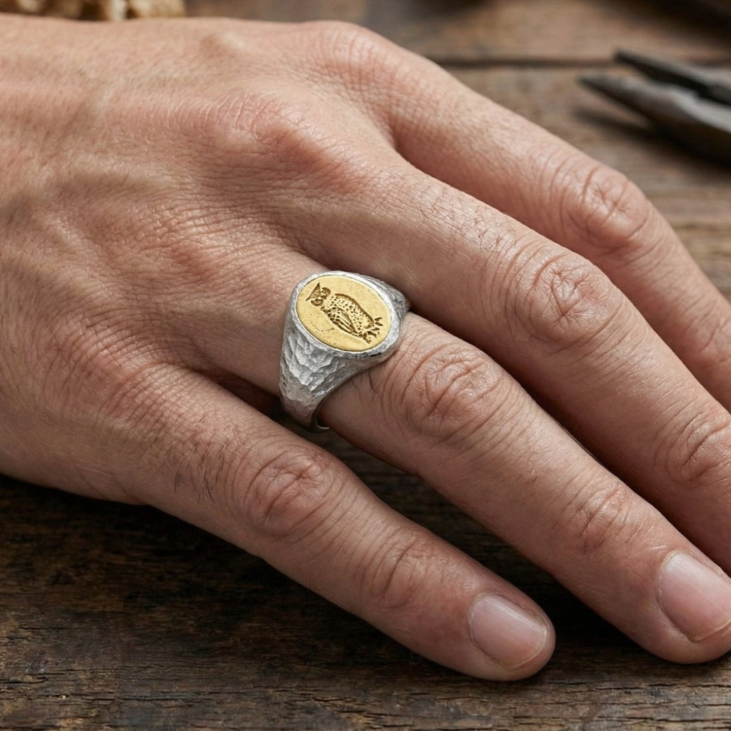 ancient roman art owl ring by sultan bodrum turkey turkish men's jewelry