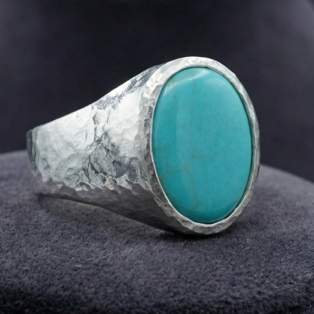 Handmade statement turquoise ring - designer Turkish jewelry with ancient Roman inspired style