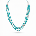 Handmade multi-strand Afgani turquoise necklace with Trojan beads by Sultan Yilmaz. 925 Silver and 24k Gold plated
