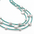 Afghan turquoise gemstone necklace with gold bead accents, 925 silver handcrafted Turkish jewelry, heritage design by Sultan Yilmaz