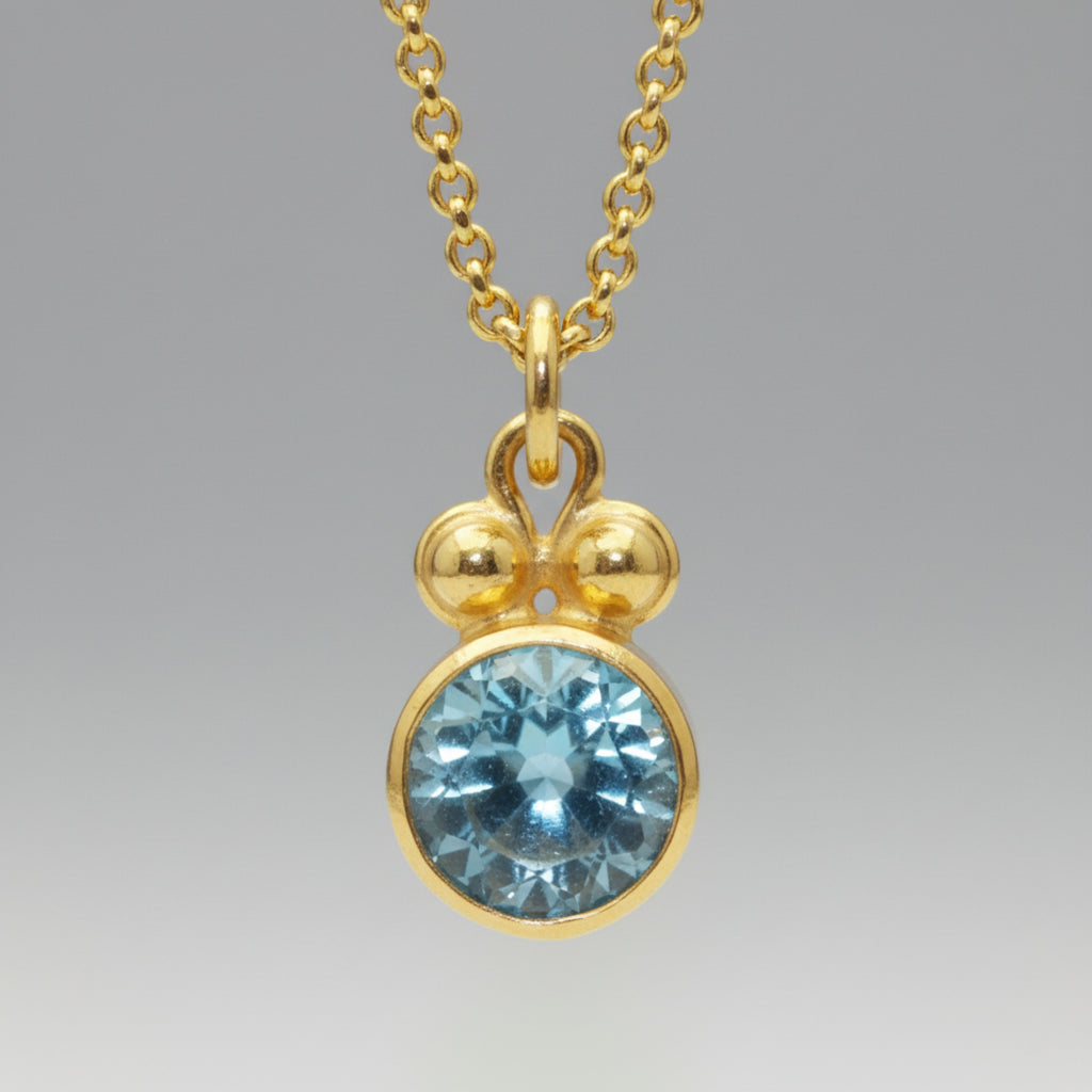 Authentic Turkish blue topaz necklace craftsmanship - 925 silver jewelry from Bodrum atelier by Sultan