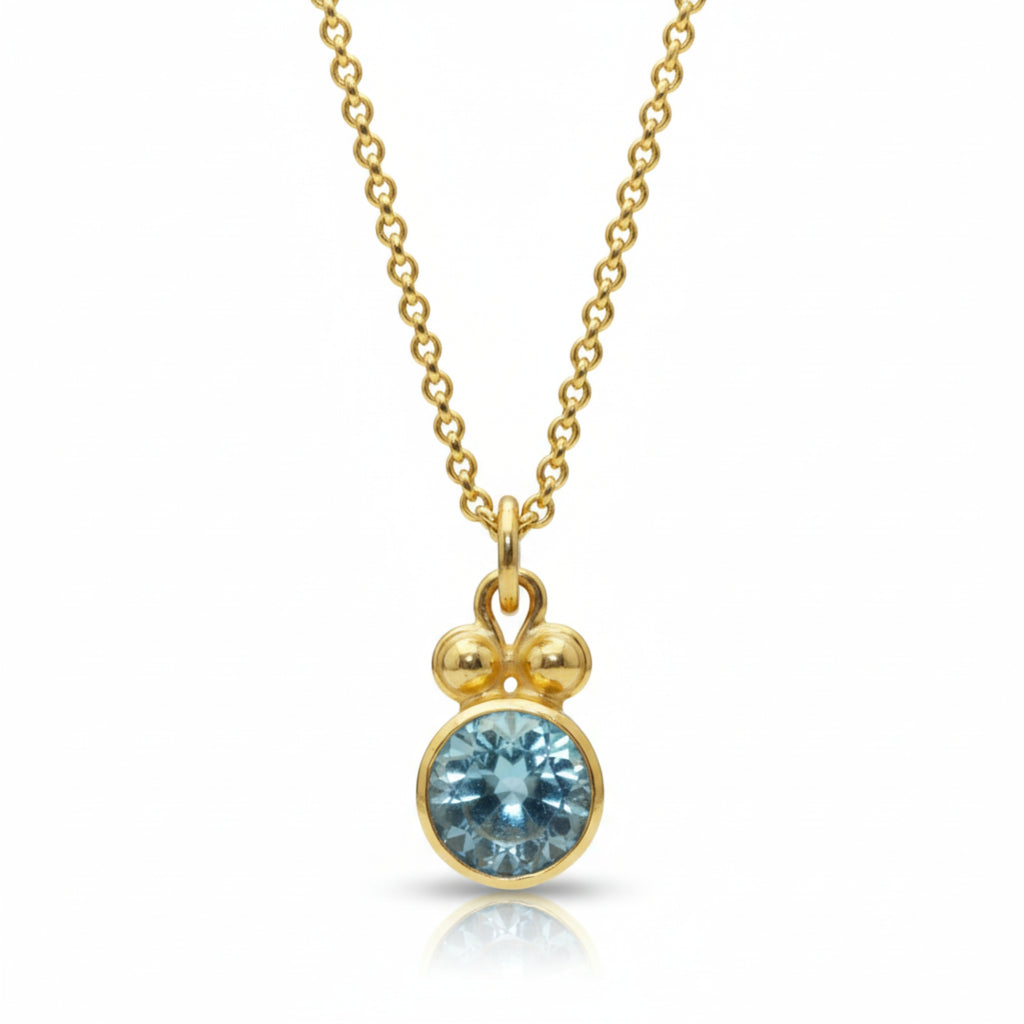 Blue topaz necklace handcrafted by Sultan Yılmaz in Bodrum - 925 sterling silver Turkish jewelry