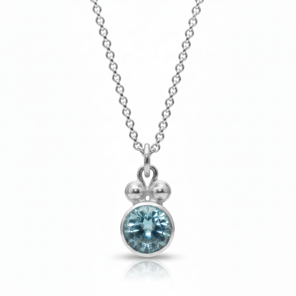 blue topaz necklace handcrafted by Sultan Yılmaz in Bodrum - 925 k sterling silver Turkish jewelry