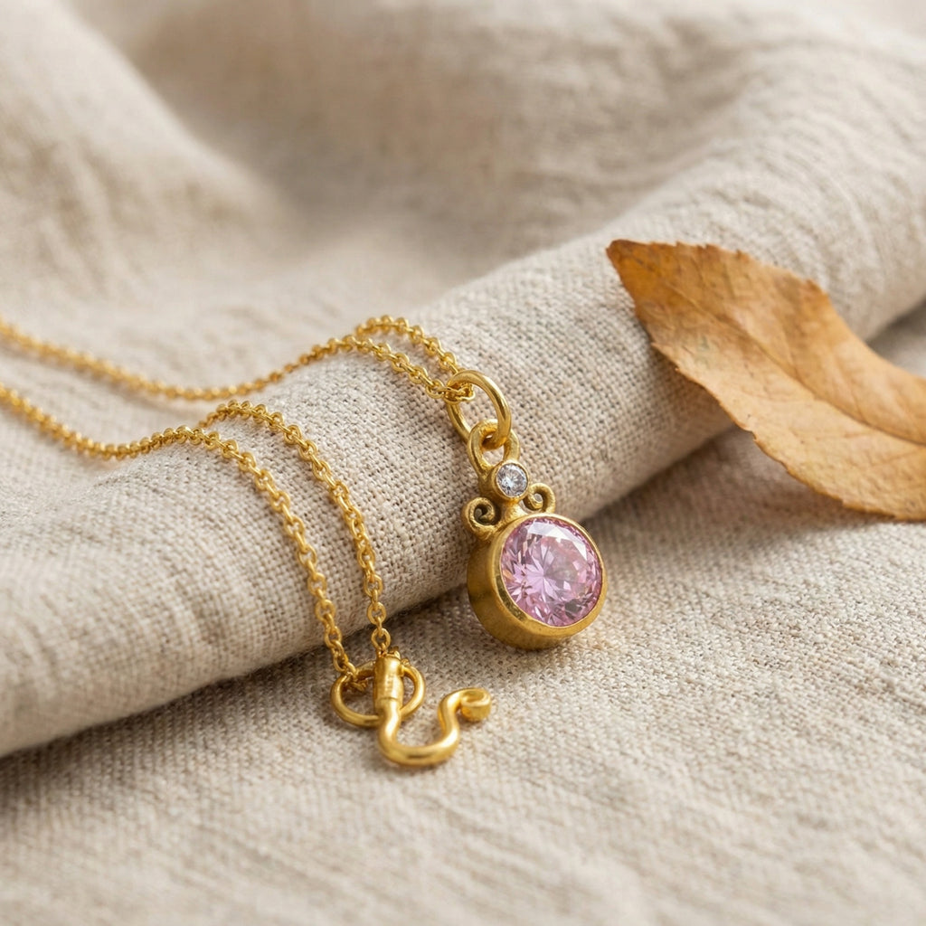 Elegant white pink topaz pendant necklace, 925 sterling silver with genuine gemstones, symbol of vitality and passion, artisan-made gift for her by Sultan Bodrum