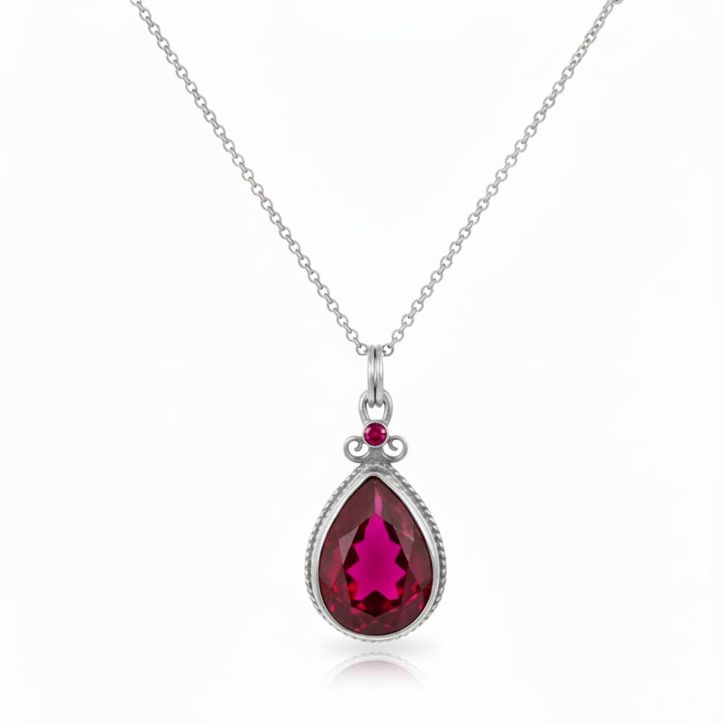 Red topaz necklace handcrafted by Sultan Yılmaz in Bodrum - 24k gold plated 925 sterling silver Turkish jewelry