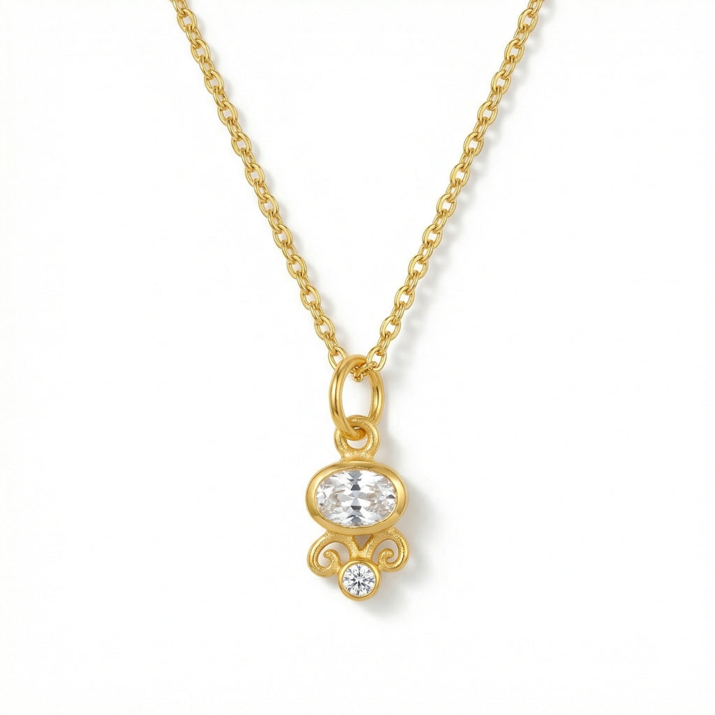 Handmade white topaz necklace in 925 sterling silver, delicate gemstone pendant by designer Sultan, Turkish artisan jewelry from Bodrum