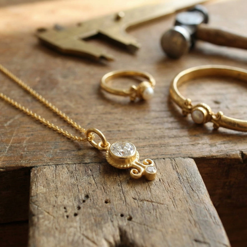 White topaz dainty necklace 925 sterling silver gift for her handcrafted Turkish artisan jewelry Sultan Bodrum