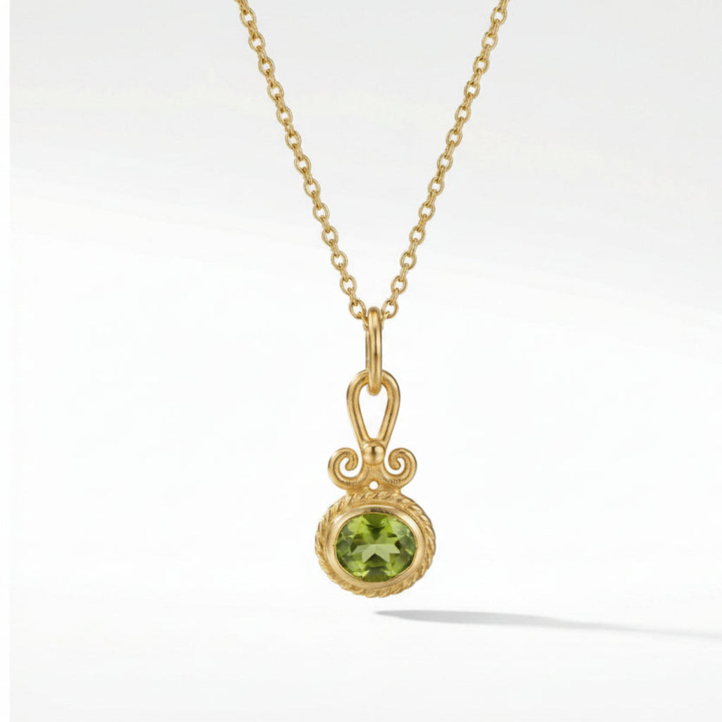 Handmade green peridot necklace in 925 sterling silver by Turkish designer Sultan from Bodrum atelier symbol of renewal