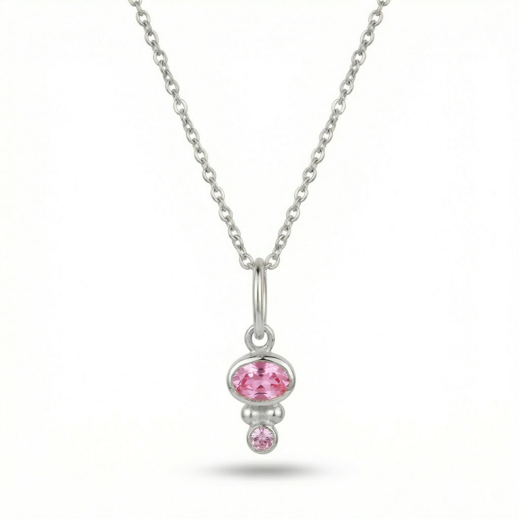 
Pink topaz gemstone necklace 925 sterling silver Turkish artisan jewelry handmade in Bodrum Turkey ancient-inspired design