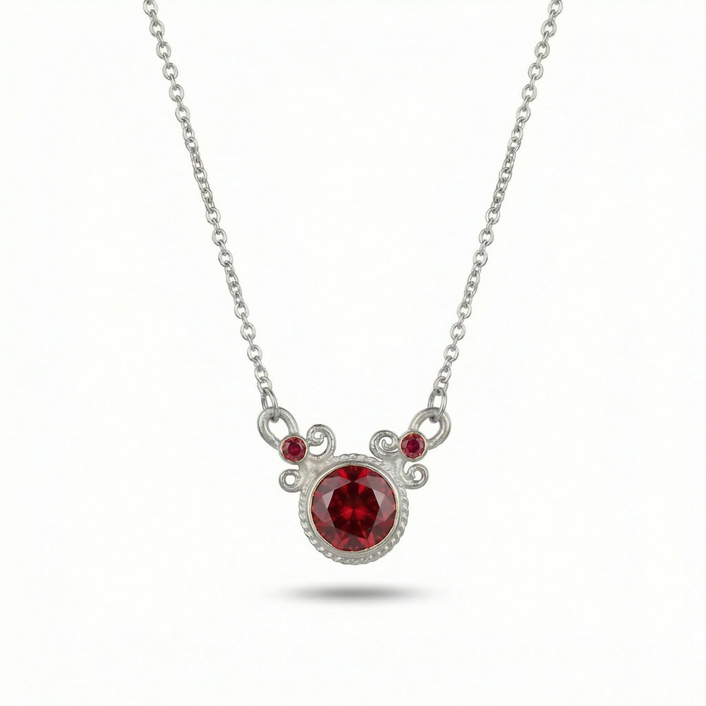 Red topaz pendant necklace handcrafted in Bodrum Turkey, perfect gift for women who love artisan jewelry