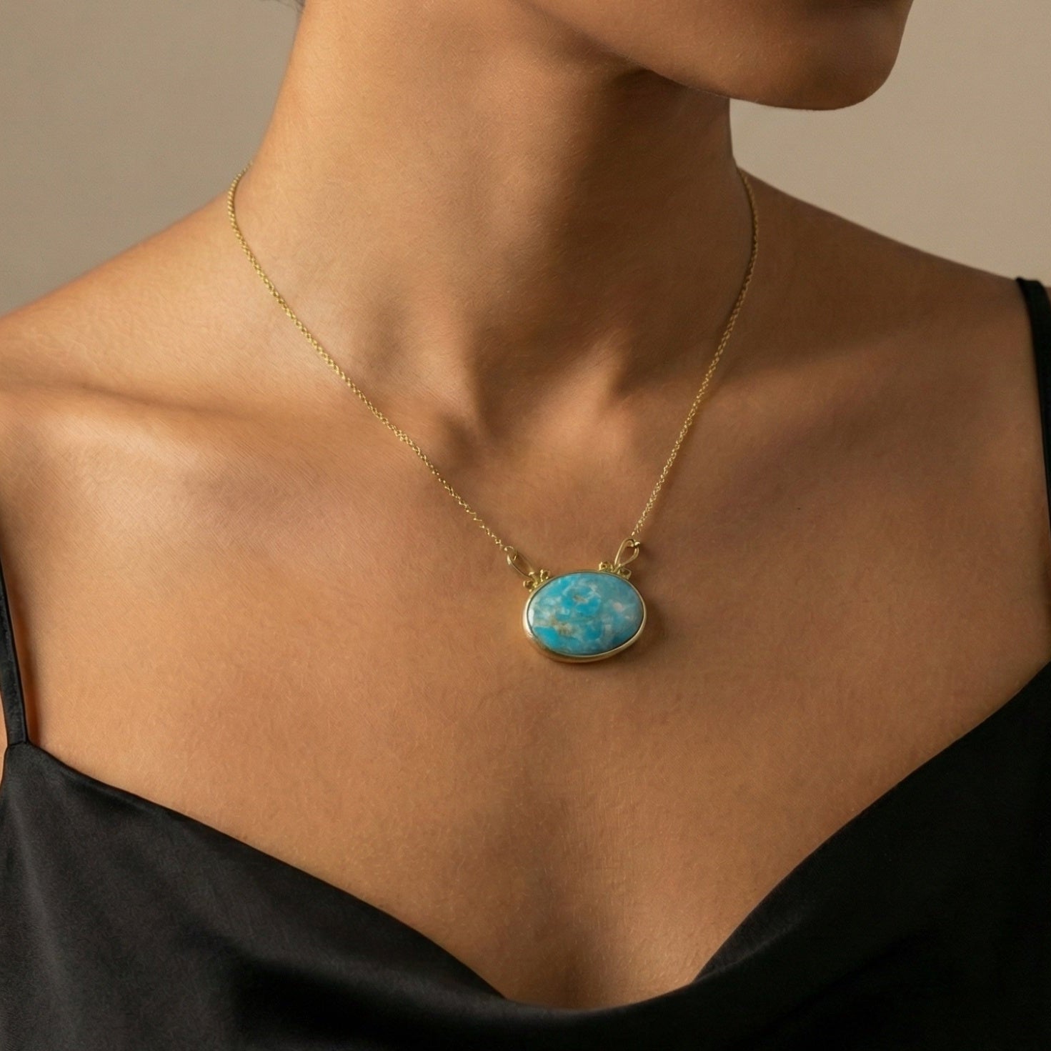 Turkish turquoise gemstone necklace in 925 sterling silver with ancient Roman inspired lace pattern, handcrafted artisan jewelry by Sultan Bodrum