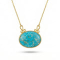 Handmade turquoise large gold necklace in 925 sterling silver with intricate Anatolian lace design, artisan jewelry by Sultan Yilmaz Bodrum