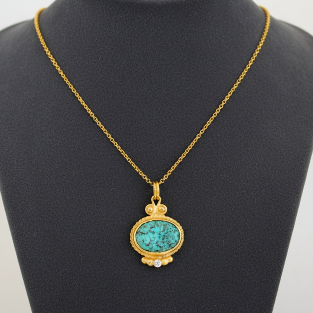 925 sterling silver turquoise necklace - symbol of protection women's jewelry by designer Sultan