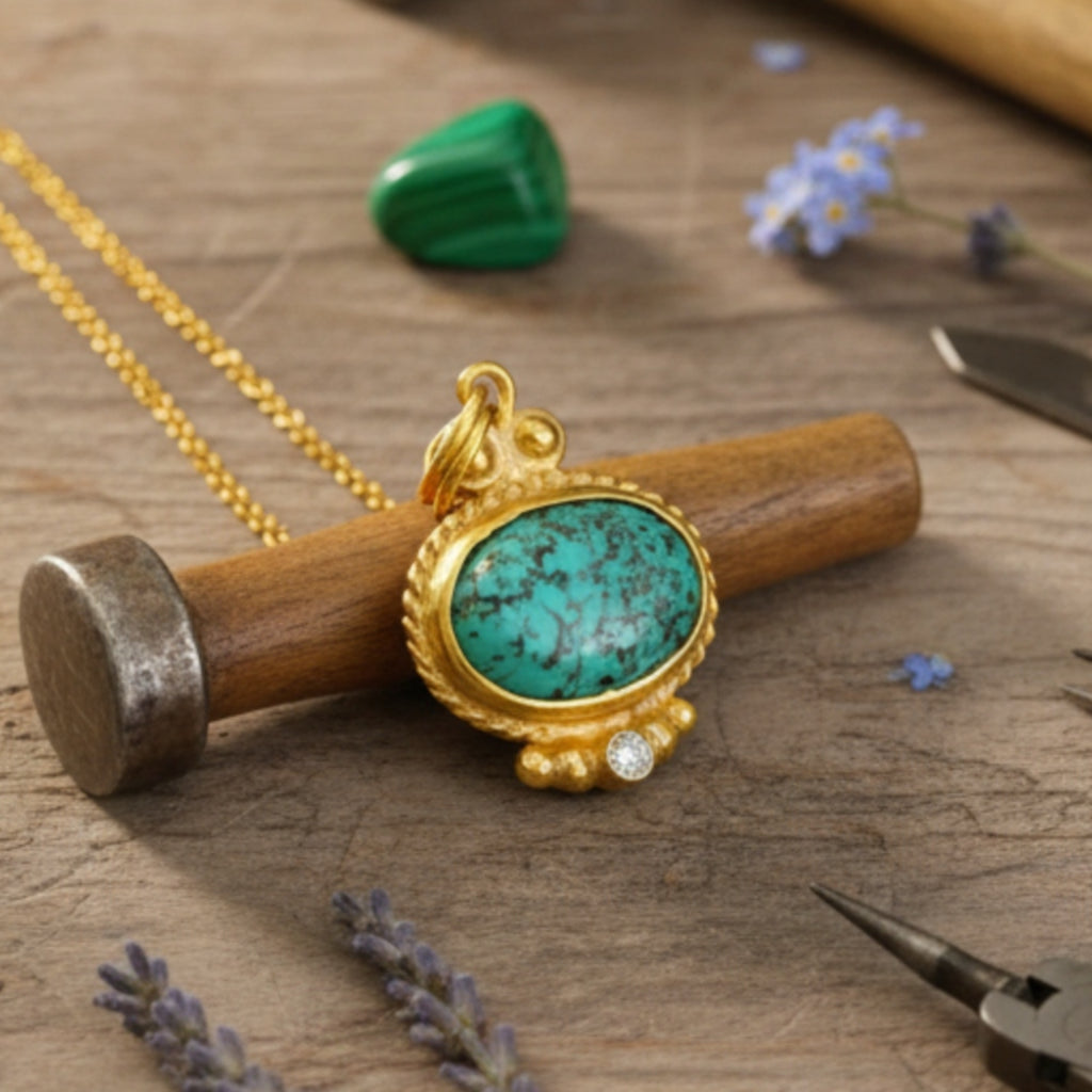925 sterling silver turquoise necklace - symbol of protection women's jewelry by designer Sultan