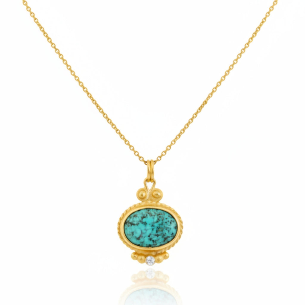 Turquoise chain necklace handcrafted by Sultan Yılmaz in Bodrum - 925 sterling silver Turkish jewelry