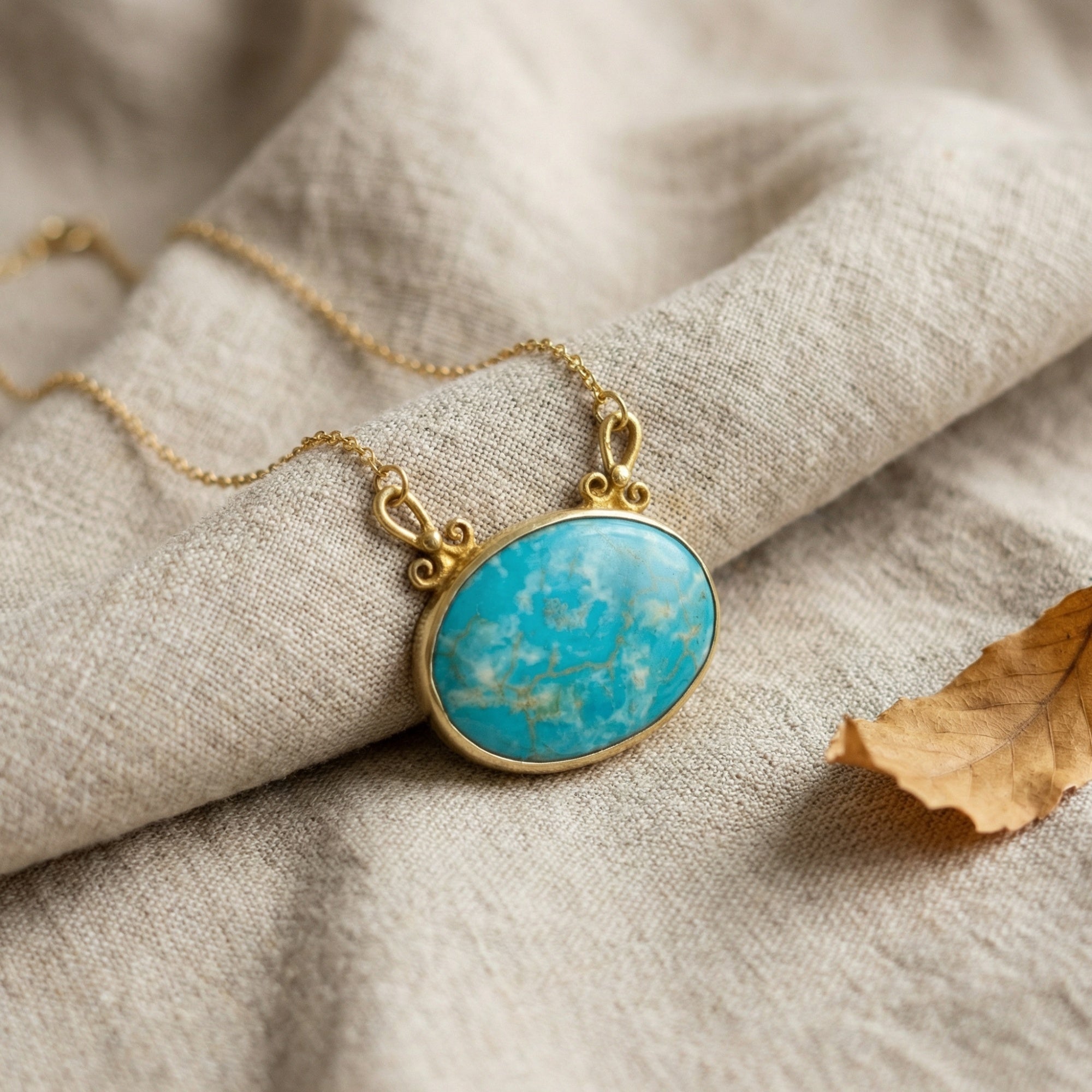 Natural turquoise lace necklace in 925 sterling silver with gold plating option, handcrafted Turkish jewelry gift by designer Sultan
