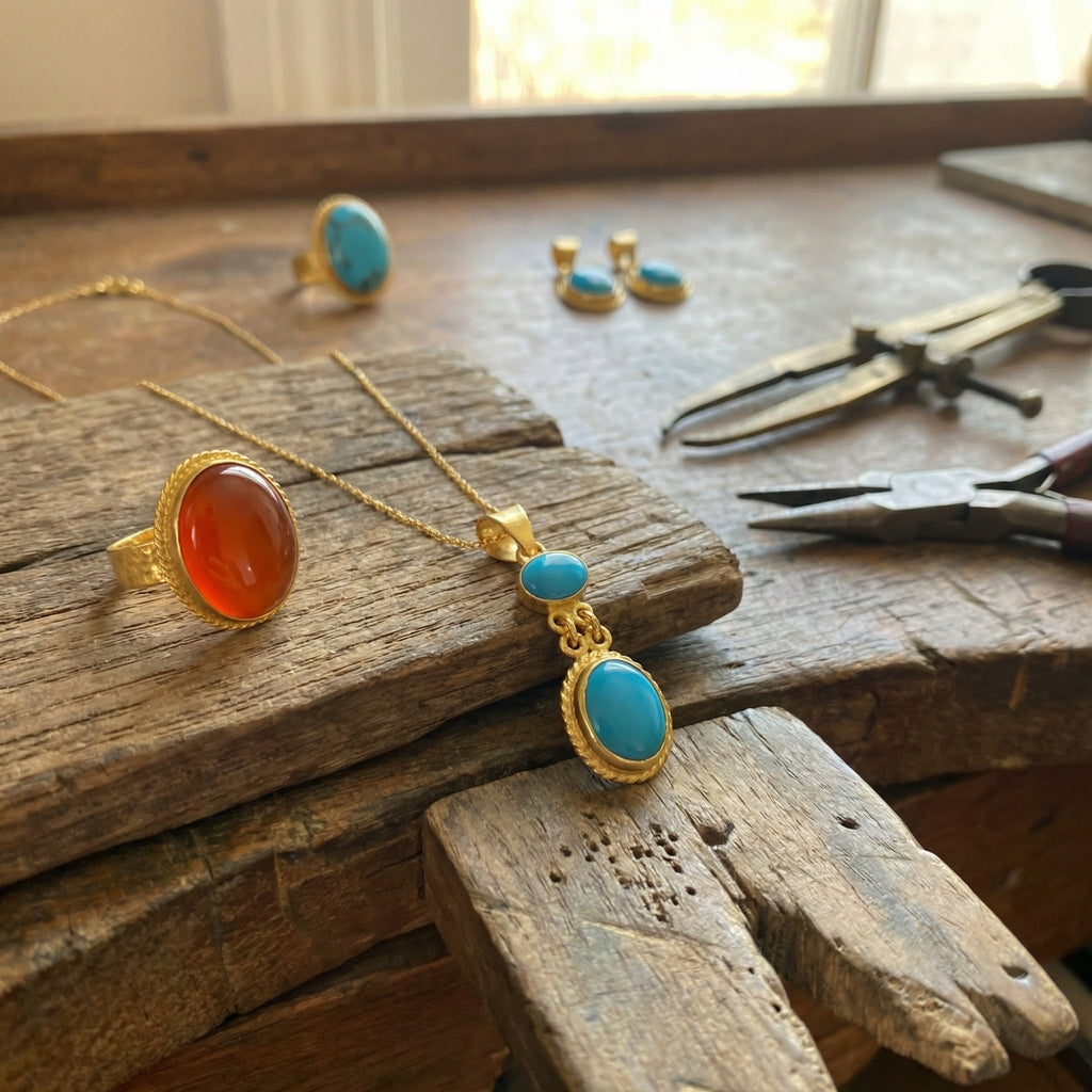 Statement Arizona turquoise necklace in 925 sterling silver, handcrafted artisan Turkish jewelry gift symbolizing tranquility by Sultan