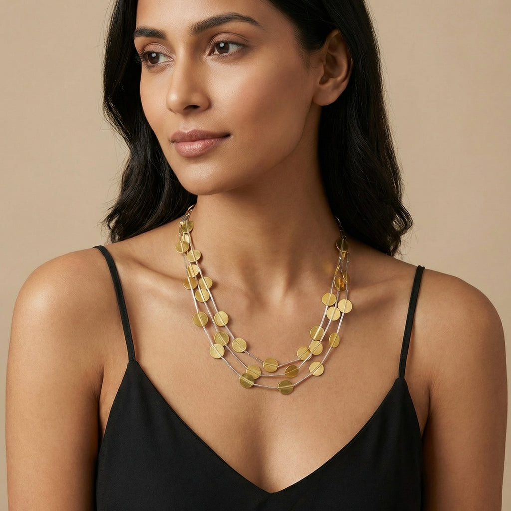 
Bi-color Ancient Troy necklace close-up, handmade 925 silver and gold jewelry inspired by historical Anatolian legacy, timeless design by Sultan Yilmaz