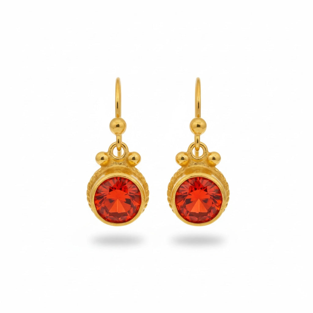 Orange topaz dangle earrings in 925 sterling silver handcrafted by Turkish designer Sultan in Bodrum
