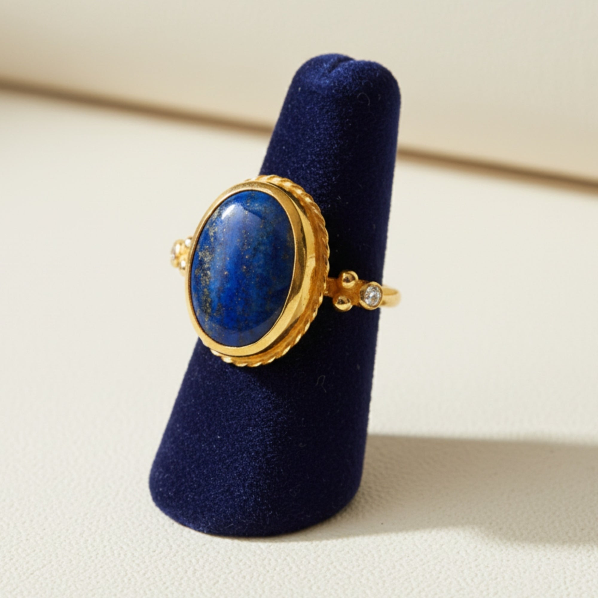 Handmade statement lapis ring - designer Turkish jewelry with blue gemstone