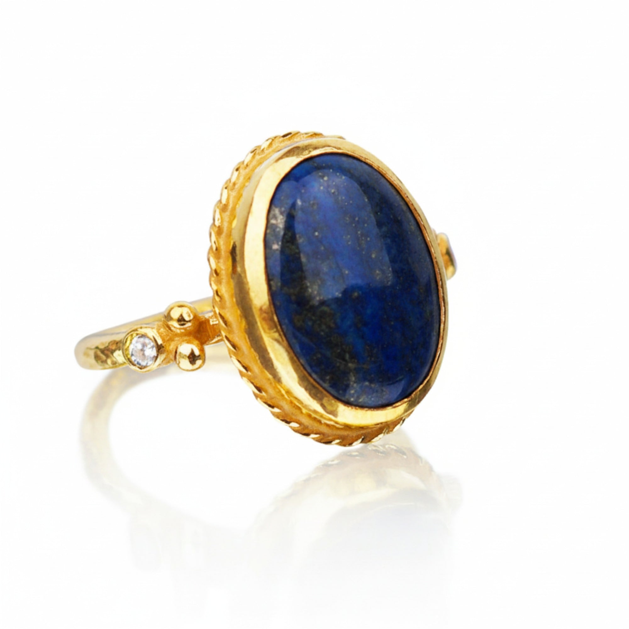 Lapis lazuli ring handcrafted by Sultan Yılmaz in Bodrum - 925 sterling silver Turkish women's jewelry