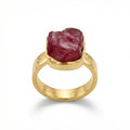 Handmade gold raw ruby stack ring by Sultan, 925 sterling silver with ancient inspired design, symbol of passion and vitality
