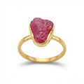 Handmade gold raw ruby stack ring by Sultan, 925 sterling silver with ancient inspired design, symbol of passion and vitality
