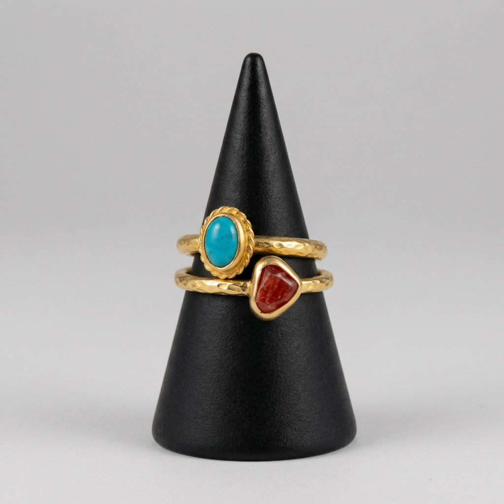 Raw gemstone Ruby Turquoise ring by artisan Sultan, Bodrum Turkish designer jewelry with 925 silver, ancient style, and timeless elegance