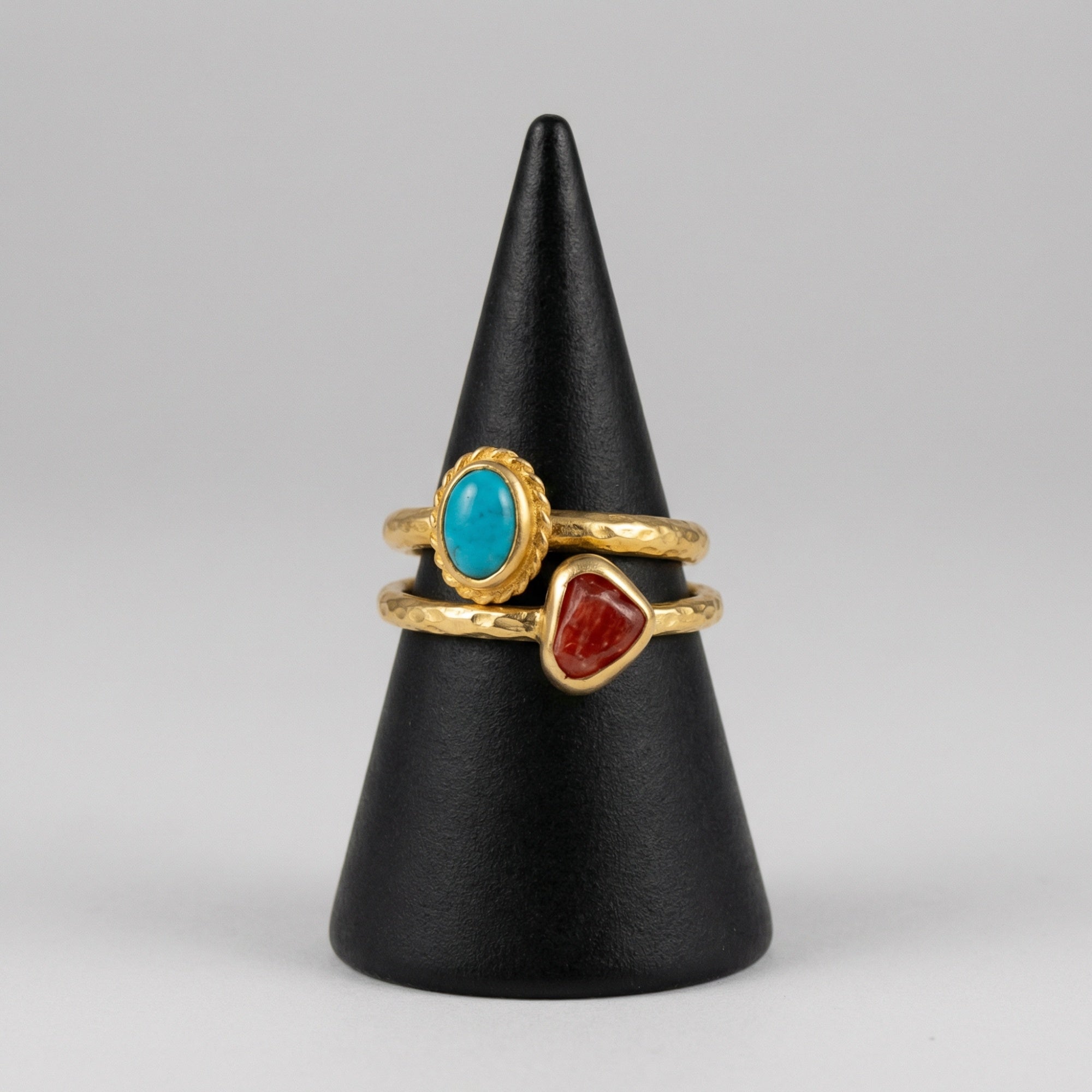 Raw gemstone Ruby Turquoise ring by artisan Sultan, Bodrum Turkish designer jewelry with 925 silver, ancient style, and timeless elegance
