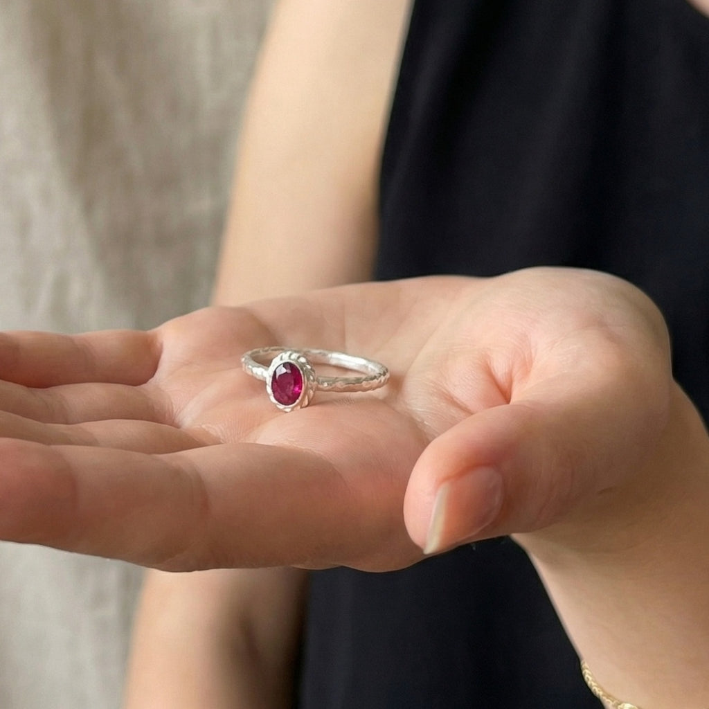 925 sterling silver red topaz ring - symbol of passion women's jewelry by designer Sultan
