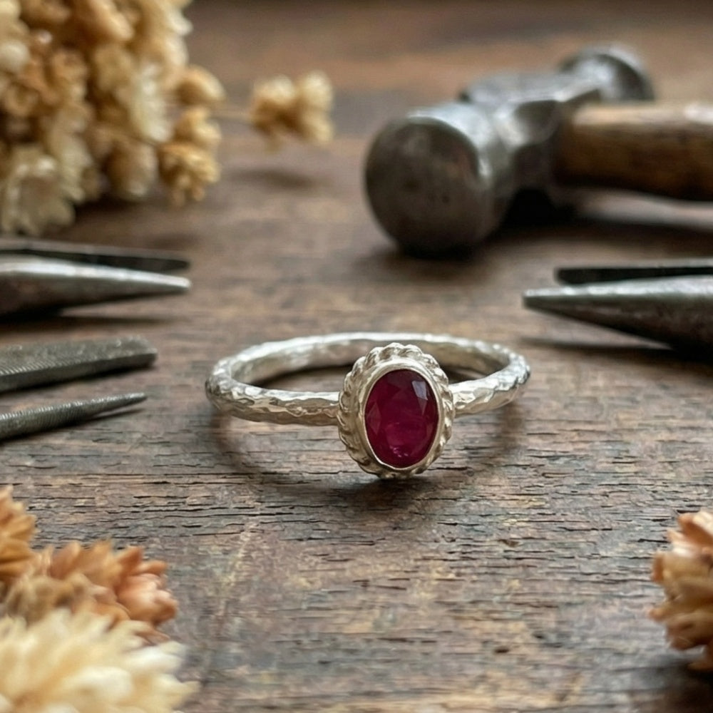 Fine Turkish red topaz ring crafted in Bodrum workshop - 925 silver by Sultan