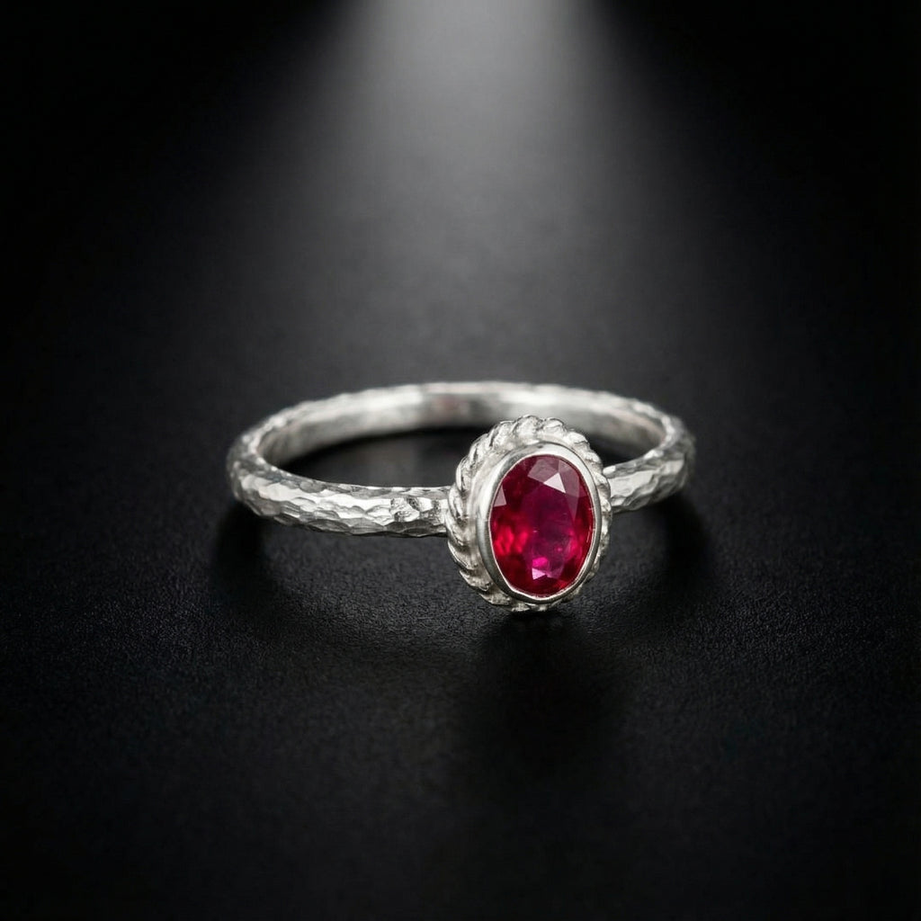 Ancient inspired red topaz ring - handmade artisan jewelry from Bodrum by designer Sultan